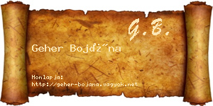 Geher Bojána névjegykártya